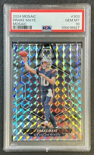 DRAKE MAYE PSA 10 2024 PANINI MOSAIC #303 ROOKIE MOSAIC PRIZM RC 6927