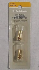 2-Pack Radio Shack Coaxial Crimp Style F Connectors Coax TV Cable Gold 278-225 