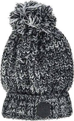 Maximo Kids Beanie Hat with Turn Up Edge Pompom Winter Hat, Black, 51/53
