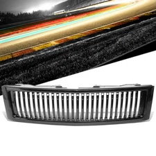 Glossy Black Badgeless Vertical Style Front Grille For 07-13 Silverado 1500