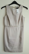 H&M BEIGE WORK WEAR SLEEVELESS SHIFT DRESS SIZE EUR 38 UK 8-10 NEW 