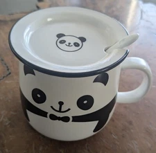 Needzo Panda Bear Mug With Lid And Stirring Spoon