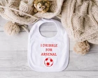 Personalised Football Baby Bib, Ball and Supporting FC Name in Team Colours