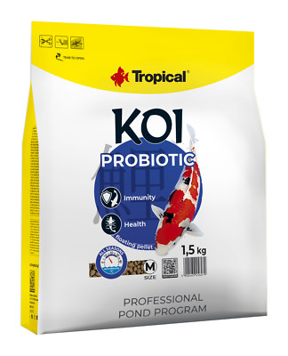 Tropical Koi Probiotic Pellet Size ''M'' 1,5 kg Teich Fischfutter 8 bis 30°C