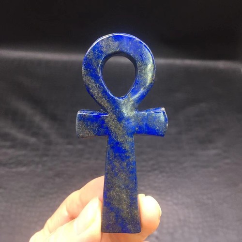 Quarzo Lapislazzuli Naturale ANKH Cristallo Croce Intagliata Preghiera Guarigione Decorazione 1PZ - Foto 11 di 24