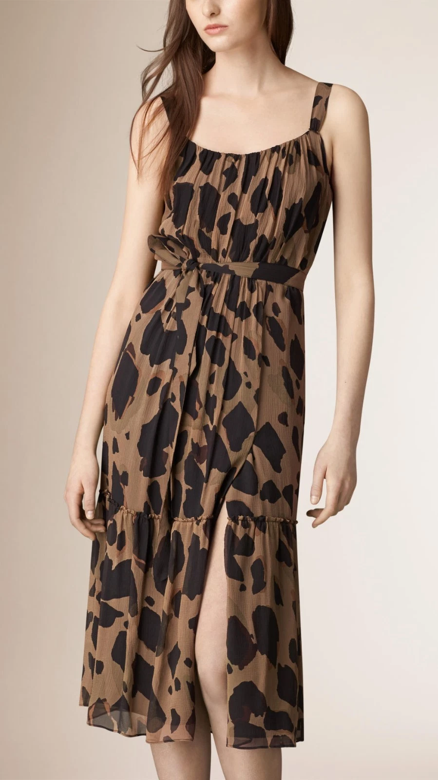 NUOVO abito di seta Burberry donna Darcie stampa animale $795 taglia US 8 ITA 42
