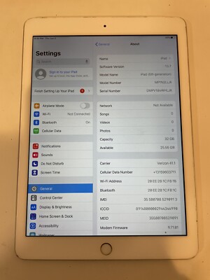 Apple iPad 5th Gen. 32GB, Wi-Fi + Cellular (Verizon), 9.7in