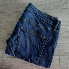 Good American Women's Good Legs Whiskered Blue Crop Jeans Snap Hem Size 22