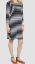 1901 Navy White Lace Up Back T-Shirt Dress Size L $119 Nautical Coastal