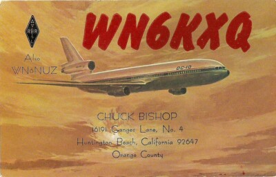 VINTAGE AMATEURFUNK QSL KARTE WN6KXQ/WN6NUZ 1970 S HUNTINGTON BEACH, CA