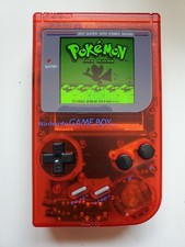 modded clear red Nintendo DMG-01 GameBoy W/ IPS v4 Backlit LCD Screen Game Boy