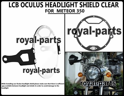 ''LCB OCULUS HEADLIGHT SHIELD, CLEAR'' FIT FOR ROYAL ENFIELD METEOR 350