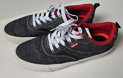 Levi's Men's Lance Lo 90s Chambray Fashion Sneaker Shoe, black/red size 12