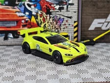Custom Hot Wheels Aston Martin Vantage GTE Race Day Real Riders AMR racing Neon
