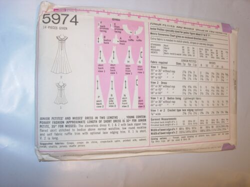 WOMENS UNCUT SIMPLICITY 5974 SEWING PATTERN DRESS HIPPIE BRIDAL SIZE 12 34" BUST - Picture 2 of 3