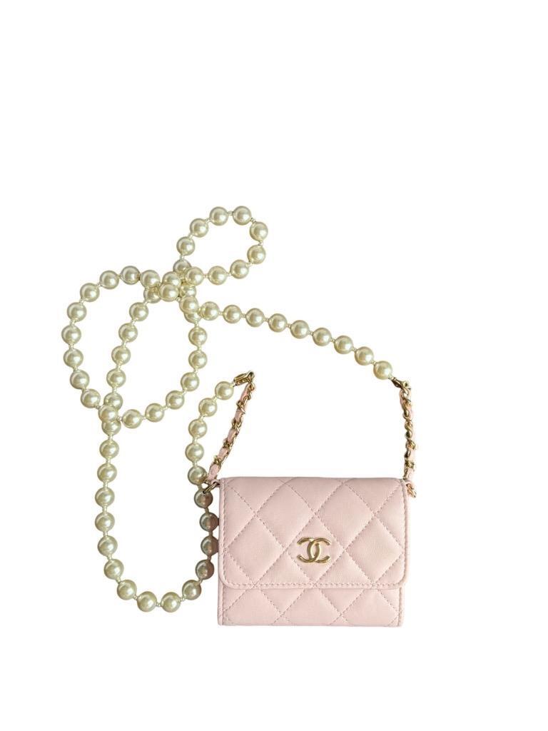 【CHANEL】Chevre velours & strass Rose clair サンダル Chanel Quilted Pink Leather Wallet on Chain With Pearls 2022