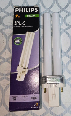 PHILIPS ALTO PL-S COMPACT FLUORESCENT LAMP 827/2P, G23 BASE, 7W 400LUMENS