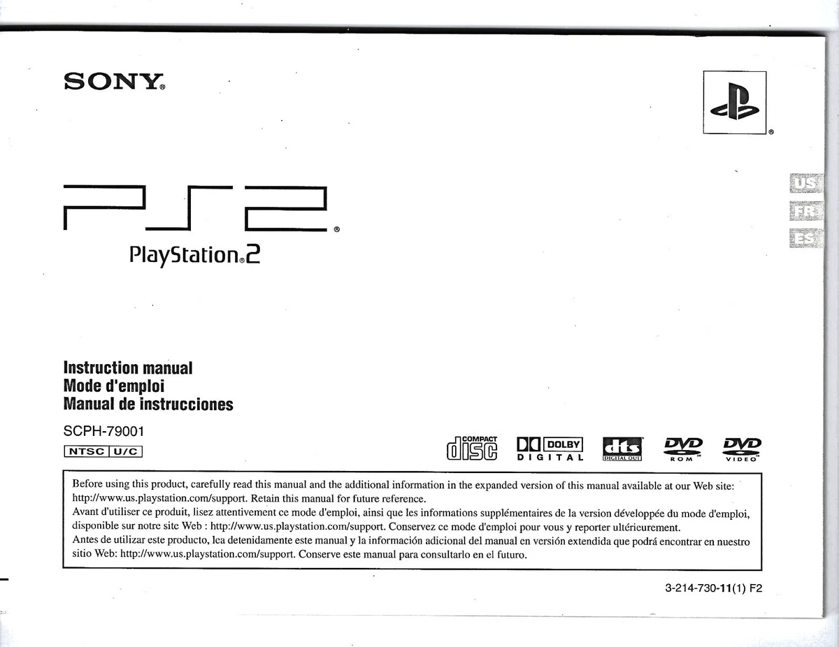 ORIGINAL SONY PLAYSTATION•2/PS2 CONSOLE INSTRUCTION MANUAL (SCPH