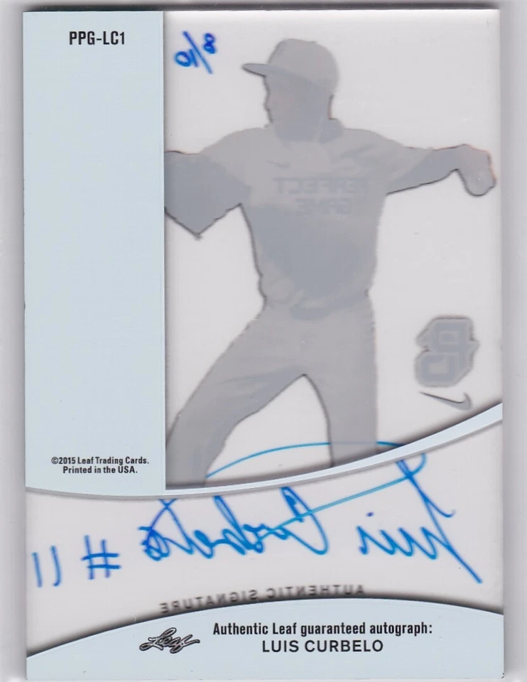 Luis Curbelo 2015 Leaf Perfect Game Pure Glass Green Autograph 8/10 - Image 2 of 2