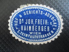 (40688) Seal Stamp - Dr. Joh. Freih. v. Haimberger, Advocat, Vienna