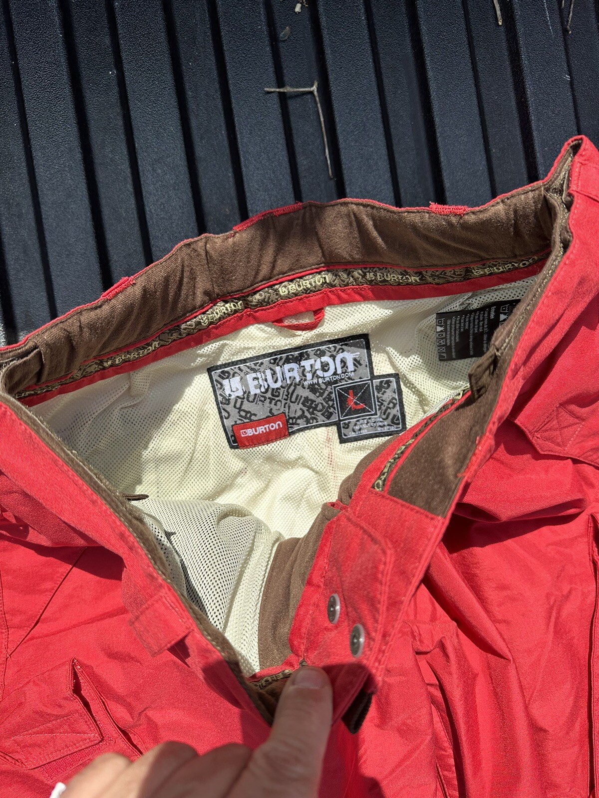 Burton Dry Ride Mens L Rusty Orange Red Snowboard Ski Winter Cargo Snow