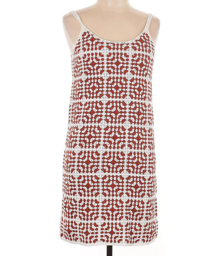 Willow & Wind Women's Crochet Granny Knit Ecru Brown Orange Dress Size S NWT