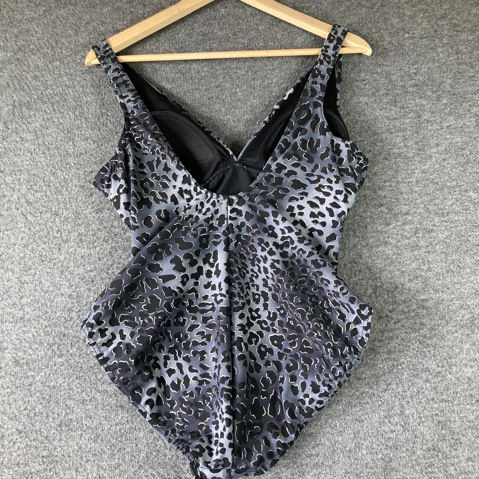Traje de baño Miraclesuit de una pieza para mujer 10 gris negro estampado de leopardo acolchado Foto 4 de 4