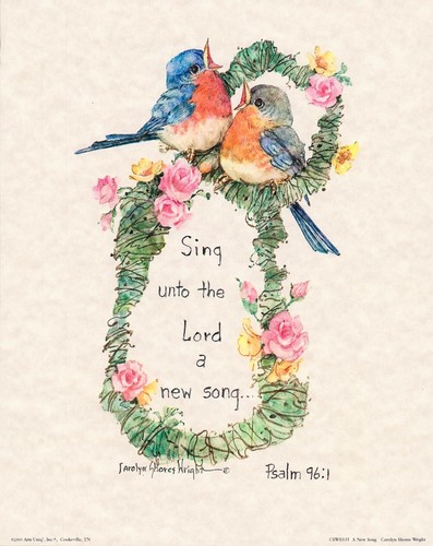 Bible Verse Wall Art Psalm 96:1 Carolyn Shores Wright 8x10 in
