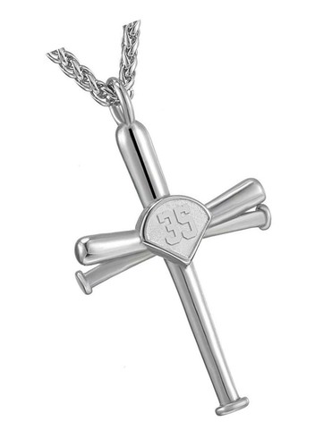Sports Men Boys Baseball Cross Necklace 