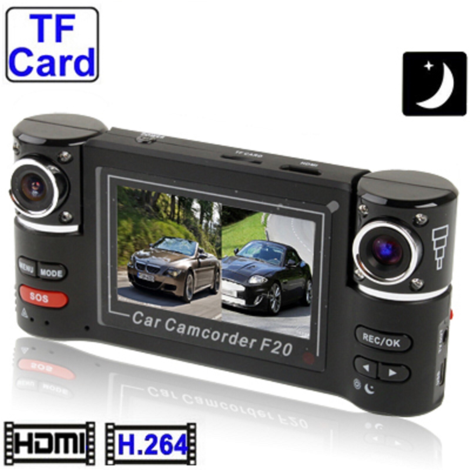 Doppia Telecamera Auto DVR H264 HDMI | Dash Cam Doppia Obiettivo HD