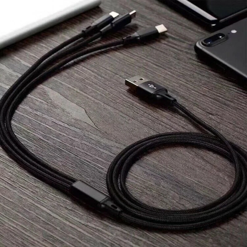Mobile Phone Charging Cable 3in1 Type-C Micro USB IOS For IPhone Samsung Huawei_voghion.com