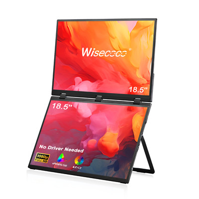 Dual UStation 18.5'' Folding Monitor Dual Portable Display W/ Stand Drive-free