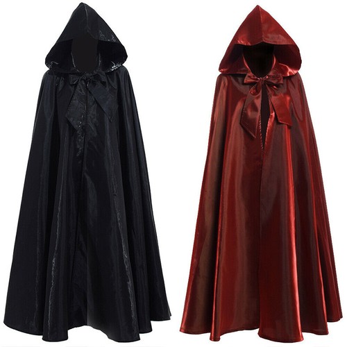 Unisex Adult Shiny Hooded Cape Cloak Robe Halloween Cosplay Fancy Dress Costume - Afbeelding 1 van 15