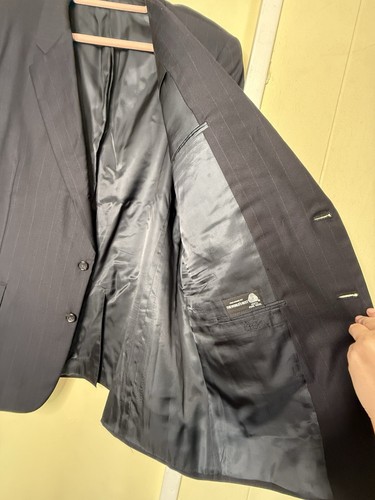 Hickey Freeman Pinstripe Suit Size 46 Large Black - Picture 13 of 24