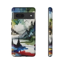 Ink Color Landscape Phone Tough Back Case iPhone Google Pixel Samsung S Series