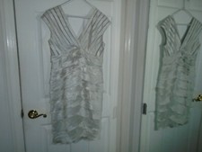 Adrianna Papell Silver Tiered Dress Size 8