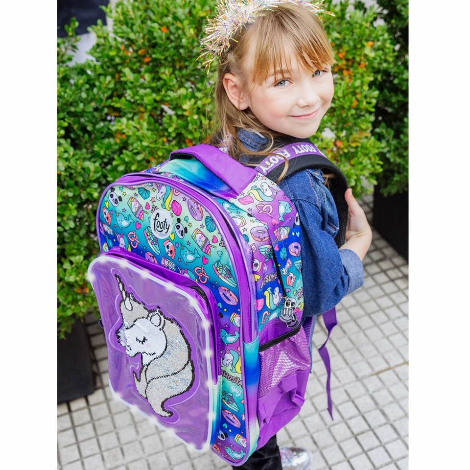 Sac À Dos Scolaire En Led Unicorne Violet Pour Fille - Photo 3/3
