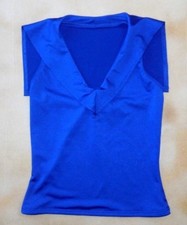 NWT BODY WRAPPERS 7464 Dark Royal Sailor Halter Top Collar Ladies Medium