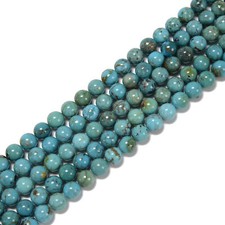 Blue Green Genuine Turquoise Smooth Round Beads Size 4.5mm to 12.5mm 15.5'' Str