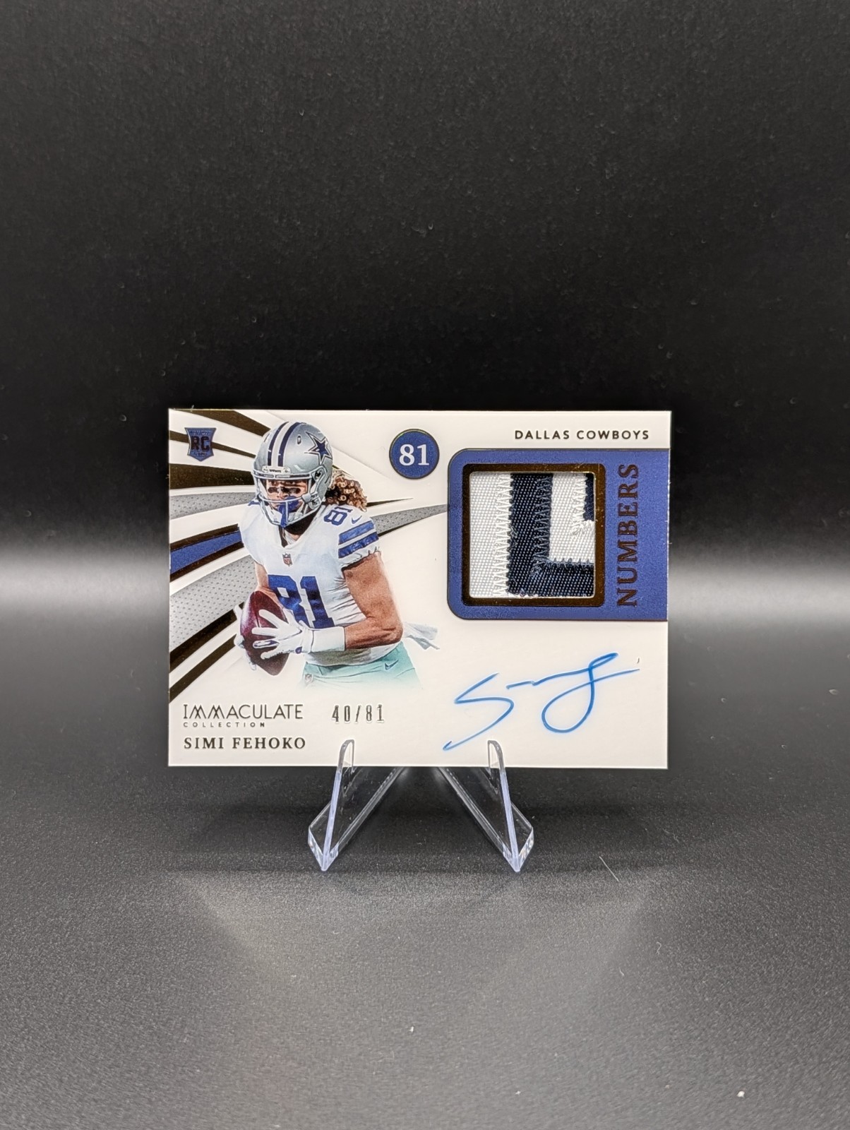 2021 Panini Immaculate Numbers Rookie 40/81 Simi Fehoko RPA Patch Auto RC