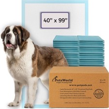 PETSWORLD Mega-Sized Dog Pee Pads40"x99"  Leak Proof,5Layer Protection20 Count