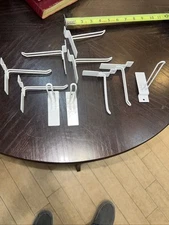 12- Slatwall Hooks:  4"- White- FREE SHIP!