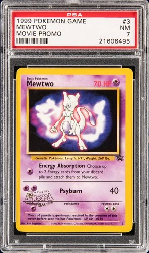 1999 POKEMON GAME MOVIE PROMO #3 MEWTWO PSA 7