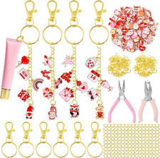 254 Pcs Valentine'S Day Charms Lip Gloss Keychain Making Kit with Enamel Bag Cha