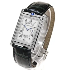 CARTIER TANK BASCULANTE XL W1016055 26mm SS Beige Dial Leather Strap #C084