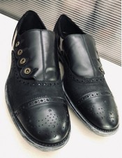 NIB Dolce & Gabbana Italy Mens Runway Side Button Oxford Shoes Black Calf 11 US