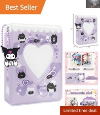 Cute Purple Kpop Photocard Binder - Mini Album with Pendant, 40 Pocket Capacity