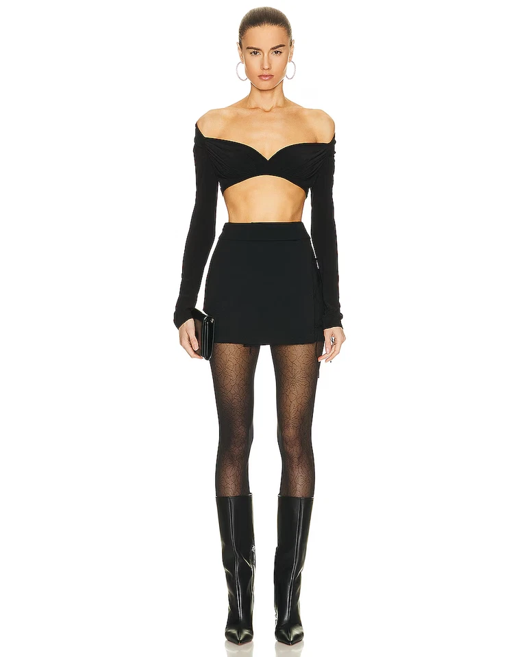 Medias Wolford de encaje floral negras S nuevas con etiquetas $55 Foto 2 de 2