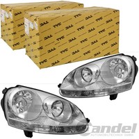 2X TYC H7/H7 Scheinwerfer Rechts+Links Chrom LWR MIT Motor FüR VW Golf V Jetta 3