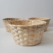 3 Pcs Bamboo Woven Rattan Fruit Vegetable Basket Decorative Organizer 8 Inch 